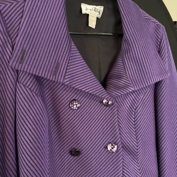 Joseph Ribkoff Purple and Black Stripped Cropped Jacket Blazer - Picture 2 of 5